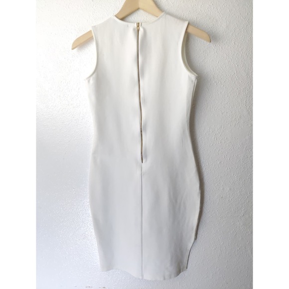 Lurelly White Sleeveless Round Neck Lace Inset Manhattan Mini Dress Size 4 - Picture 5 of 9